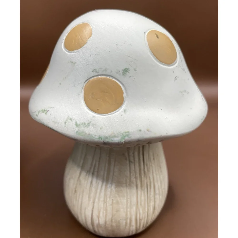 Mushroom Set of 2 Retro Look Black/Cream/Orange With Dots Decor